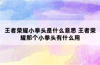 王者荣耀小拳头是什么意思 王者荣耀那个小拳头有什么用